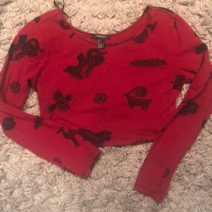 Forever 21 long sleeve tribal crop top.